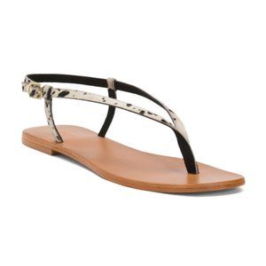 Torgeis Leopard Haircalf Leather Flat Sandals